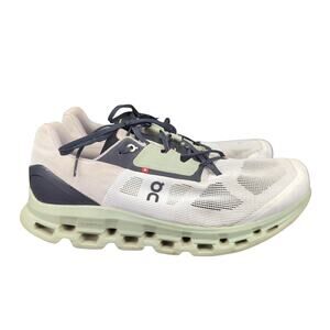 On Running Men's Cloudmonster Athletic Shoes in White, Pale Green & Navy
